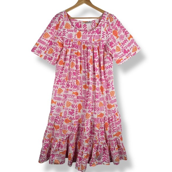Two Potato Laguna Beach Dresses & Skirts - Two Potato Laguna Beach Vintage Mumu Dress Womens Size Large Flowy Fish USA Made
